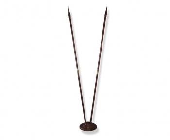 Подставка напольная для флагов. 2 штока. Высота - 220 см Материал: темное дерево, каплевидное навершие